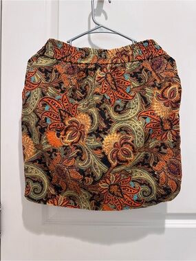 Reserved Paisley Mini Skirt in Orange, Green & Black